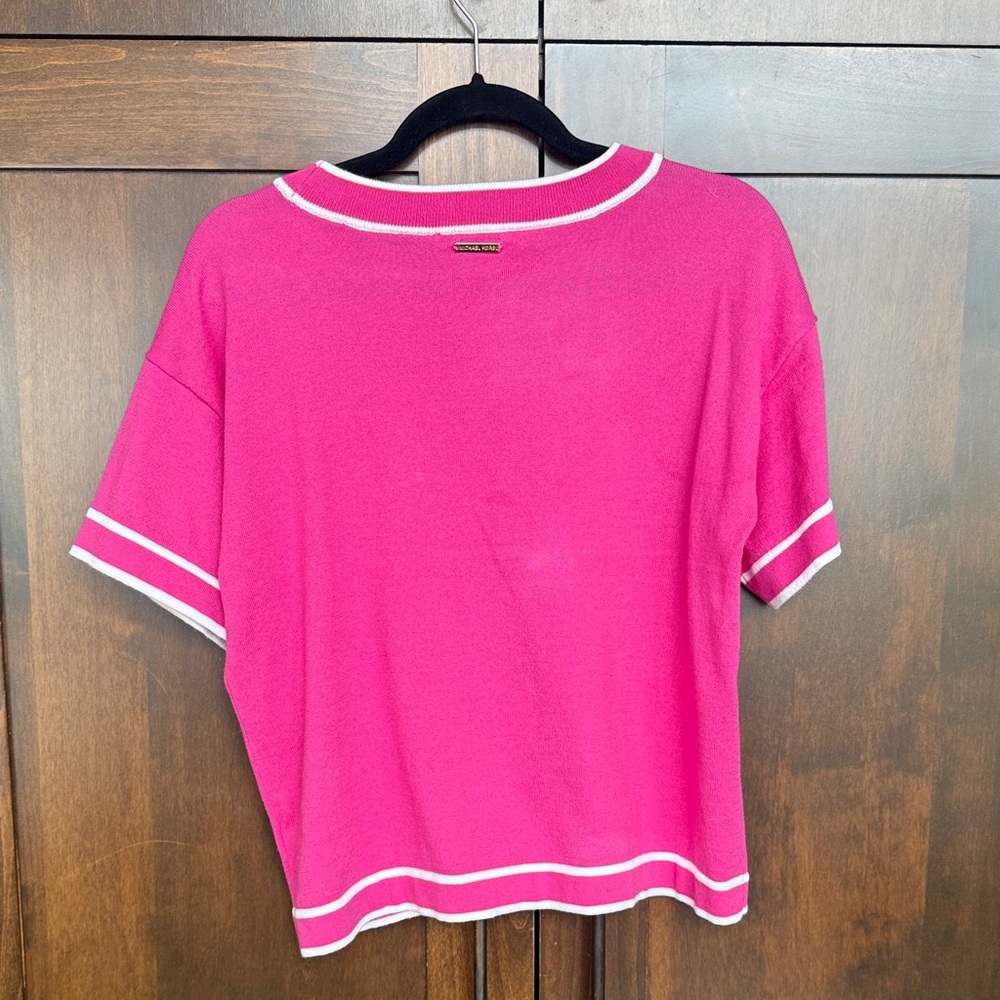 ⚜️ MICHAEL KORS Women’s Fuchsia Short Sleeve Sweater Size Small ⚜️ - Picture 13 of 15